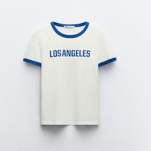 Zara Los Angeles Rib Ringer Tee - Sz M